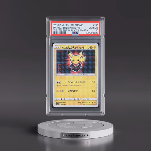 2018 Pokémon SM Promo #196 Pretend Boss Pikachu - Team Flare-Team Rainbow Rocket's Ambition (PSA 10