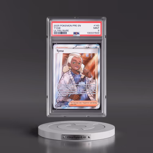 2025 Pokémon Pre EN-Prismatic Evolutions #143 Tyme - Ultra Rare (PSA 9 MINT)