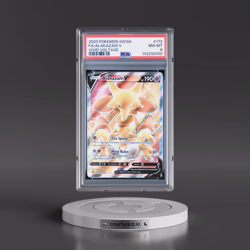 2020 Pokémon Sword & Shield Vivid Voltage #172 Alakazam V - Holo Full Art (PSA 8 NM-MT)