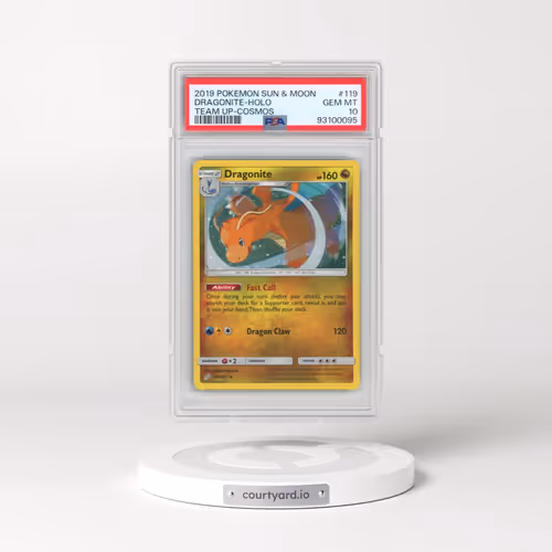 2019 Pokémon Sun & Moon Team Up #119 Dragonite - Holo Cosmos (PSA 10 GEM MINT)