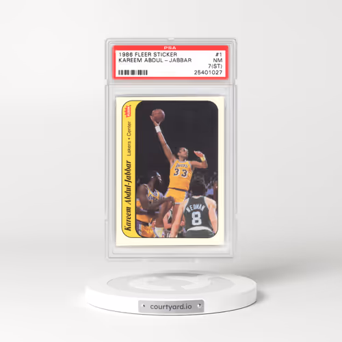 1986 Fleer Sticker #1 Kareem Abdul-Jabbar (PSA 7 NM)