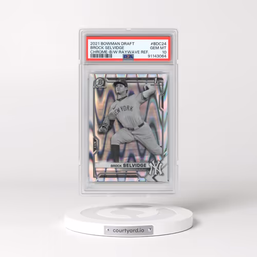 2021 Bowman Draft #BDC24 Brock Selvidge - Chrome-Black & White Raywave Refractor (PSA 10 GEM MINT)