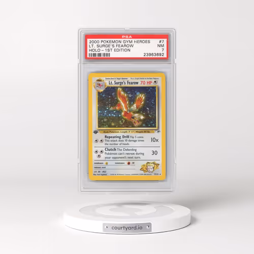 2000 Pokémon Gym Heroes #7 LT. Surge's Fearow - 1st Edition Holo (PSA 7 NM)
