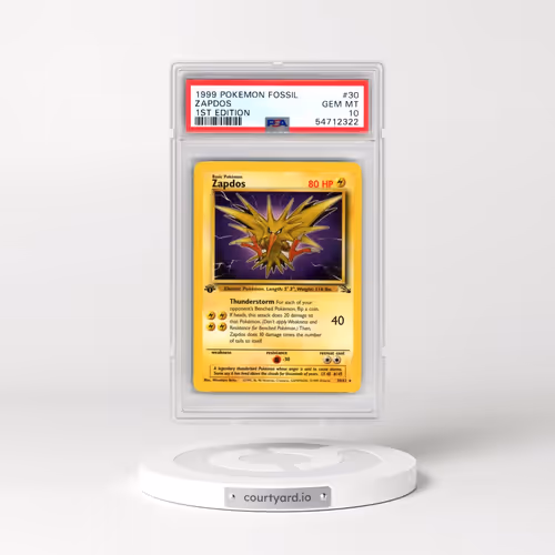 1999 Pokémon Fossil #30 Zapdos - 1st Edition (PSA 10 GEM MINT)