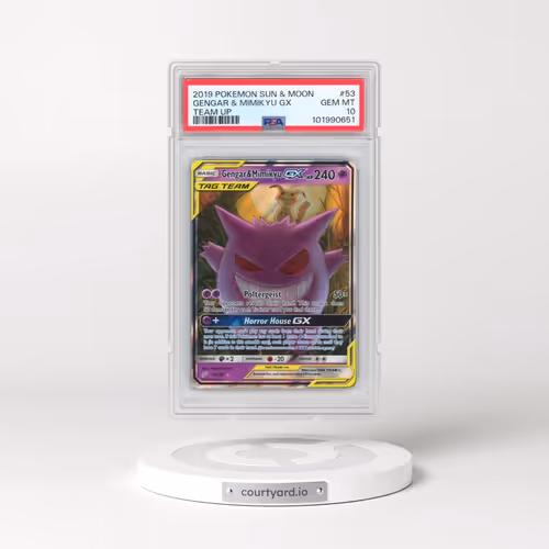 2019 Pokémon Sun & Moon Team Up #53 Gengar & Mimikyu GX - Holo (PSA 10 GEM MINT)