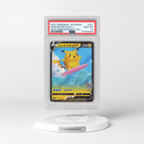2021 Pokémon 25th Anniversary Collection #021 Surfing Pikachu V - Holo (PSA 10 GEM MINT)