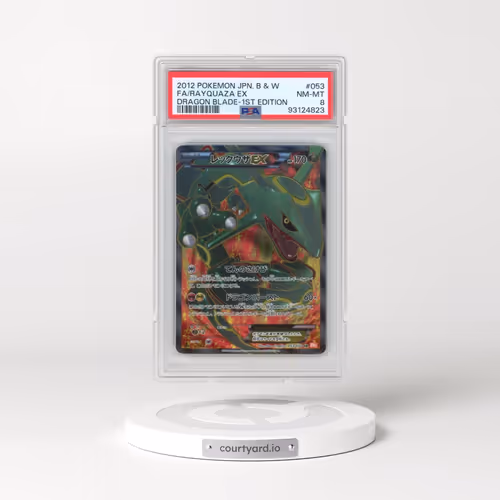 2012 Pokémon Black & White Dragon Blade #053 Rayquaza EX - 1st Edition Holo Full Art (PSA 8 NM-MT)