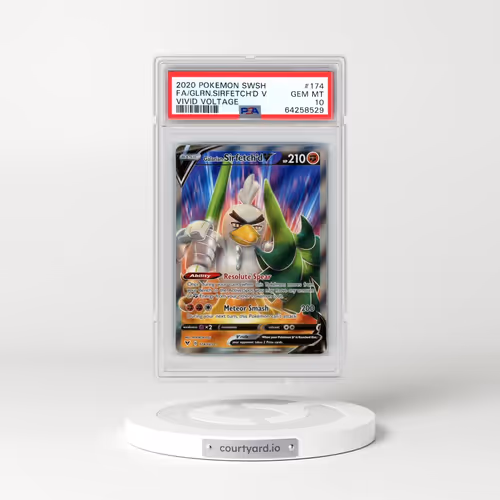 2020 Pokémon Sword & Shield Vivid Voltage #174 Galarian Sirfetch'd V - Holo Full Art (PSA 10 GEM MINT)