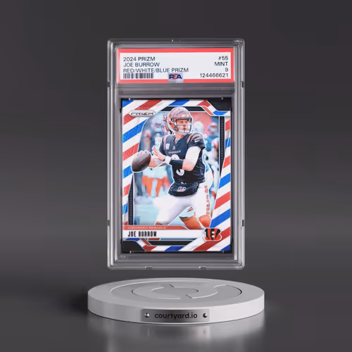 2024 Panini Prizm #55 Joe Burrow - Red/White/Blue Prizm (PSA 9 MINT)