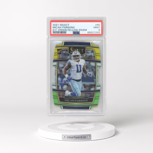 2021 Panini Select #85 Micah Parsons - Die-Cut Green/Yellow Prizm (PSA 9 MINT)