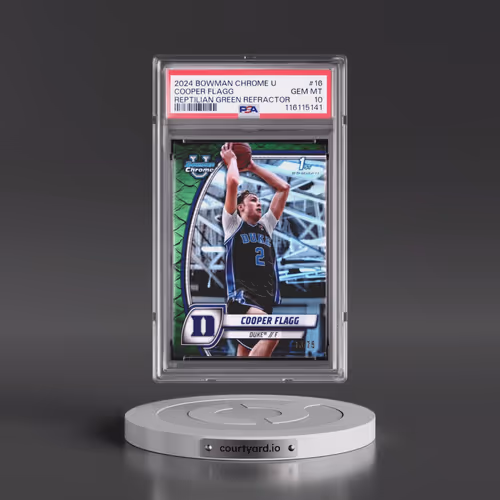 2024 Bowman Chrome University #16 Cooper Flagg - Reptilian Green Refractor (PSA 10 GEM MINT)