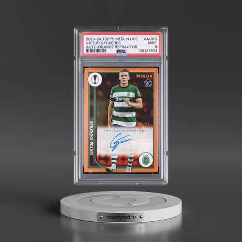 2023-24 Topps Merlin UEFA Club Competitions Autographs #AUVG Viktor Gyokeres - Orange Refractor (PSA