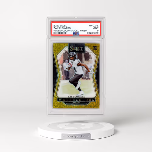 2023 Panini Select Watercolors #WCZFL Zay Flowers - Gold Prizm (PSA 9 MINT)