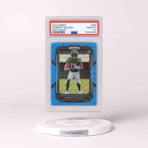 2022 Panini Prizm #309 Garrett Wilson - Blue Wave (PSA 10 GEM MINT)