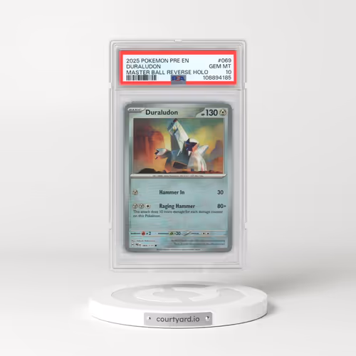 2025 Pokémon Pre EN-Prismatic Evolutions #069 Duraludon - Reverse Holo Master Ball (PSA 10 GEM MINT)