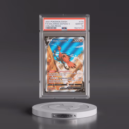 2021 Pokémon Sword & Shield Chilling Reign #174 Galarian Zapdos V - Holo Full Art (PSA 10 GEM MINT)