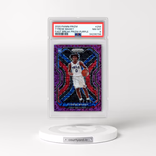 2020 Panini Prizm #256 Tyrese Maxey - Fast Break Prizm-Purple (PSA 8 NM-MT)