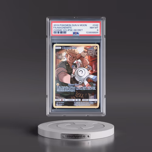 2019 Pokémon Sun & Moon Cosmic Eclipse #242 Magnemite - Full Art Secret (PSA 8 NM-MT)