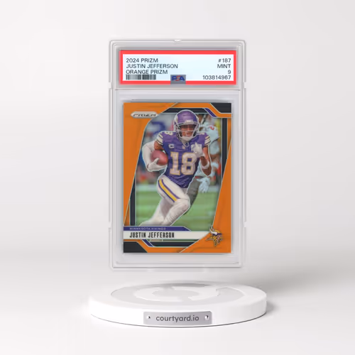 2024 Panini Prizm #187 Justin Jefferson - Orange Prizm (PSA 9 MINT)