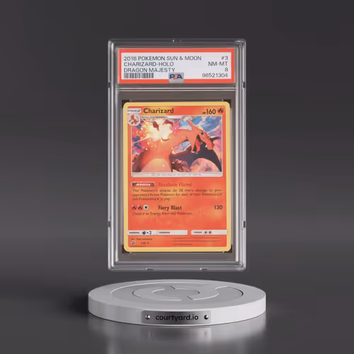 2018 Pokémon Sun & Moon Dragon Majesty #3 Charizard - Holo (PSA 8 NM-MT)
