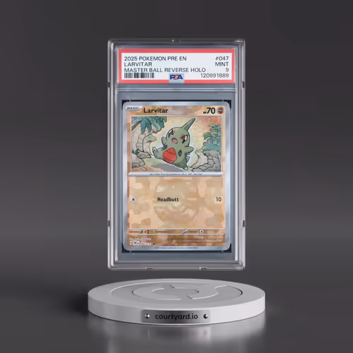 2025 Pokémon Pre EN-Prismatic Evolutions #047 Larvitar - Reverse Holo Master Ball (PSA 9 MINT)