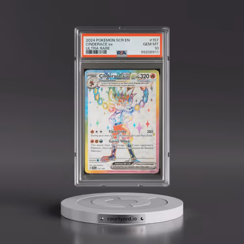 2024 Pokémon Scr EN-Stellar Crown #157 Cinderace EX - Holo Ultra Rare (PSA 10 GEM MINT)