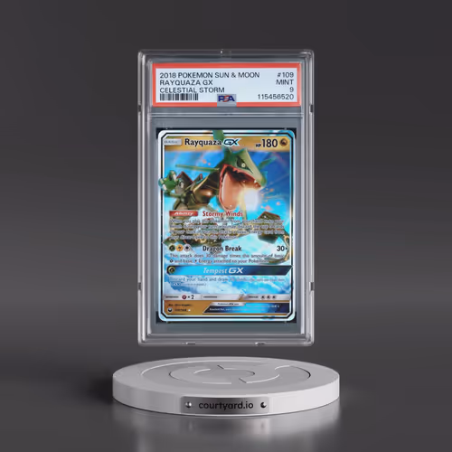 2018 Pokémon Sun & Moon Celestial Storm #109 Rayquaza GX - Holo (PSA 9 MINT)