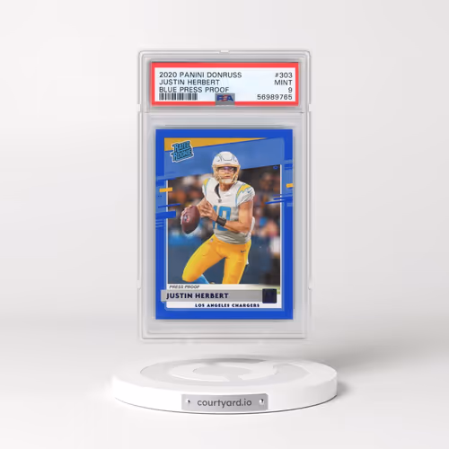 2020 Panini Donruss #303 Justin Herbert - Blue Press Proof (PSA 9 MINT)