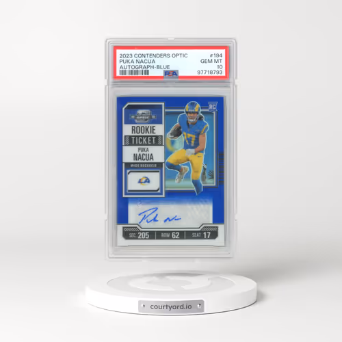2023 Panini Contenders Optic #194 Puka Nacua - Autograph-Blue (PSA 10 GEM MINT)