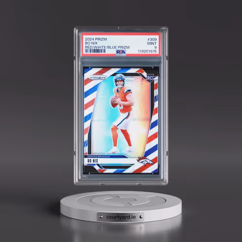 2024 Panini Prizm #309 Bo Nix - Red/White/Blue Prizm (PSA 9 MINT)