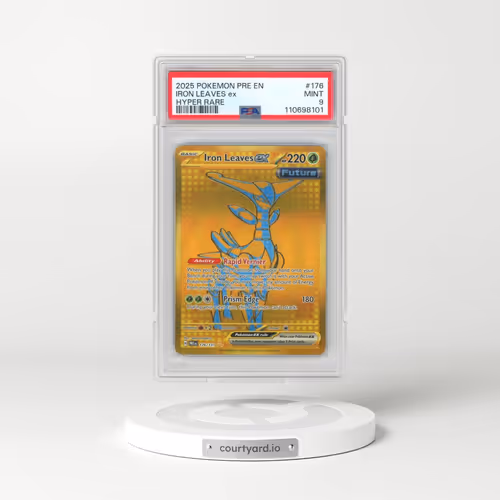 2025 Pokémon Pre EN-Prismatic Evolutions #176 Iron Leaves EX - Holo Hyper Rare (PSA 9 MINT)