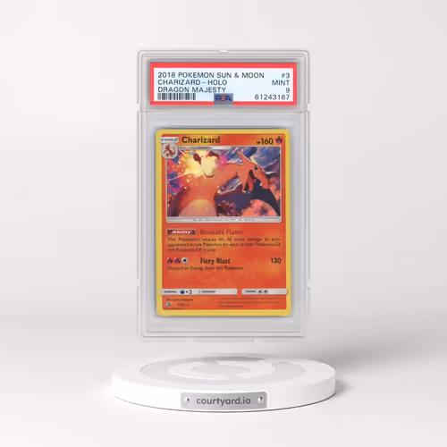 2018 Pokémon Sun & Moon Dragon Majesty #3 Charizard - Holo (PSA 9 MINT)