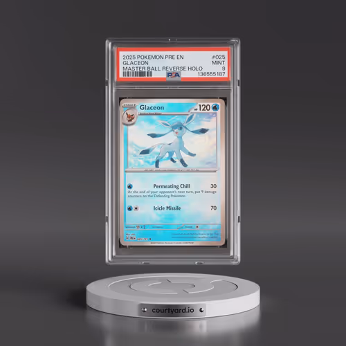 2025 Pokémon Pre EN-Prismatic Evolutions #025 Glaceon - Reverse Holo Master Ball (PSA 9 MINT)