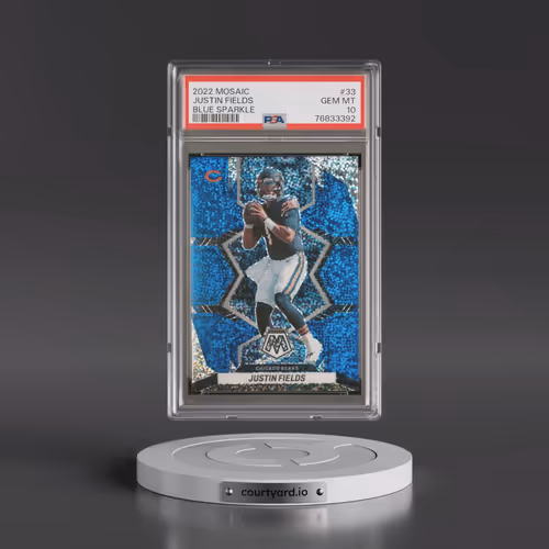 2022 Panini Mosaic #33 Justin Fields - Blue Sparkle (PSA 10 GEM MINT)