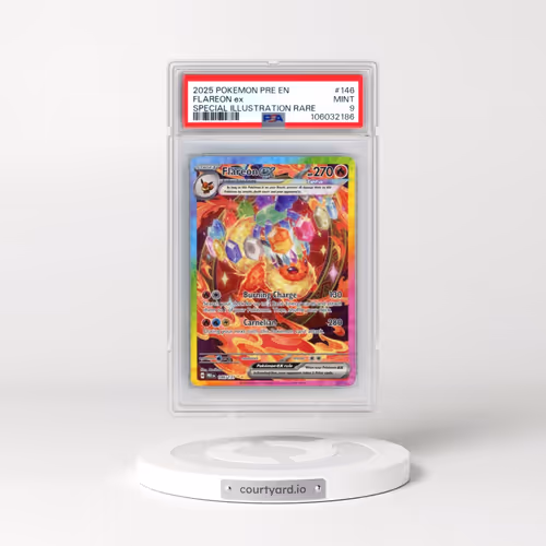 2025 Pokémon Pre EN-Prismatic Evolutions #146 Flareon EX - Holo Special Illustration Rare (PSA 9 MIN