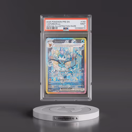 2025 Pokémon Pre EN-Prismatic Evolutions #149 Vaporeon EX - Holo Special Illustration Rare (PSA 9 MI