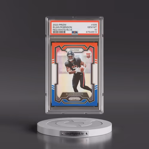 2023 Panini Prizm #305 Bijan Robinson - Red/White/Blue Prizm (PSA 10 GEM MINT)