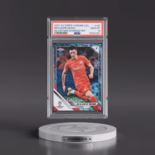 2021 Topps Chrome UEFA Champions League #187 Benjamin Sesko - Silver Mini Diamond Refractor (PSA 10