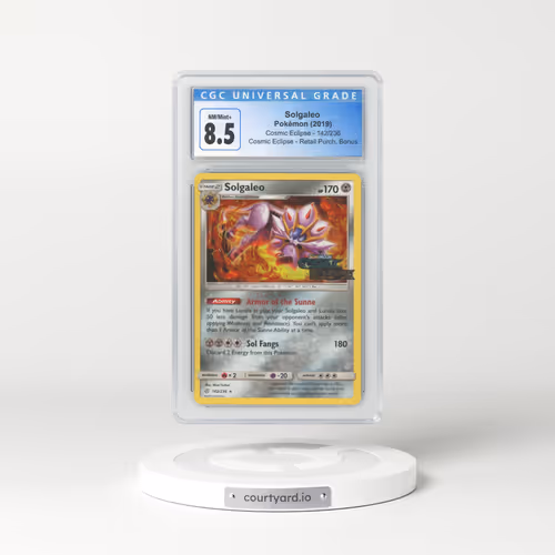 2019 Cosmic Eclipse #142/236 Solgaleo - Cosmic Eclipse Stamp Retailer Purchase Bonus (CGC 8.5 NM-MT+)