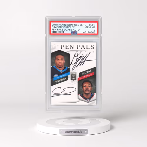 2018 Panini Donruss Elite Pen Pals Duals Autographs #NFC Calvin Ridley/DJ Moore (PSA 10 GEM MINT)