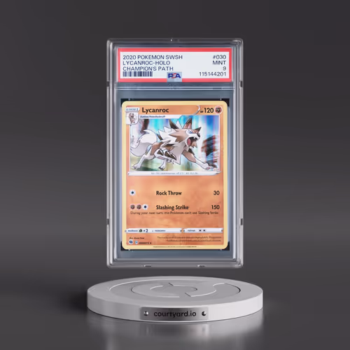 2020 Pokémon Sword & Shield Champion's Path #030 Lycanroc - Holo (PSA 9 MINT)