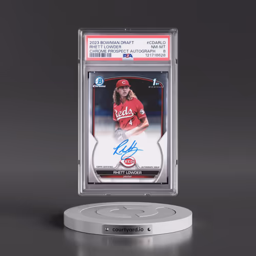 2023 Bowman Draft Chrome Prospect Autograph #CDARLO Rhett Lowder (PSA 8 NM-MT)