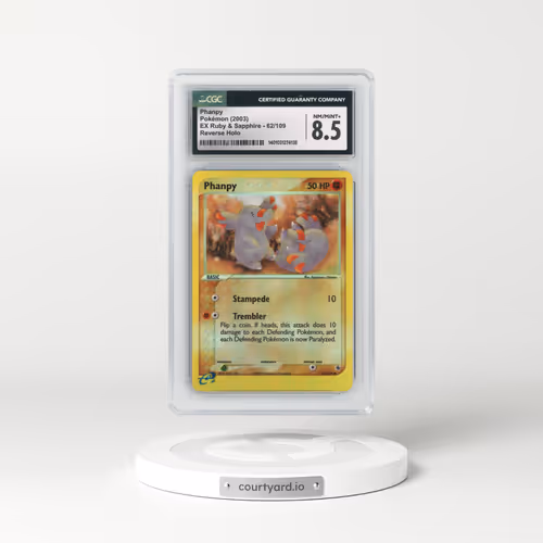 2003 EX Ruby & Sapphire (2003 Copyright, w/ "e" Symbol) #62/109 Phanpy - Reverse Holo (CGC 8.5 NM-MT+)