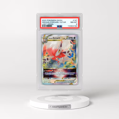 2022 Pokémon Sword & Shield Lost Origin #147 Hisuian Zoroark Vstar (PSA 8 NM-MT)