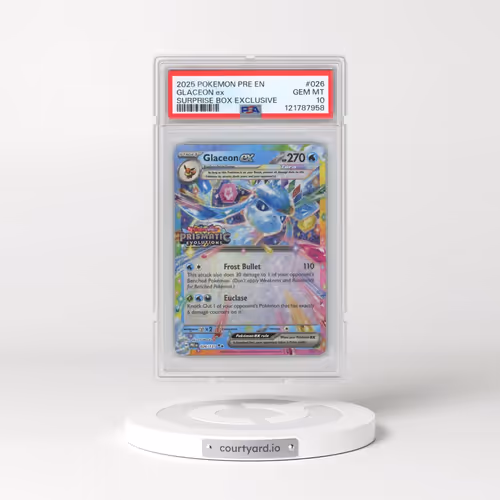 2025 Pokémon Pre EN-Prismatic Evolutions #026 Glaceon EX - Holo Surprise Box Exclusive (PSA 10 GEM M