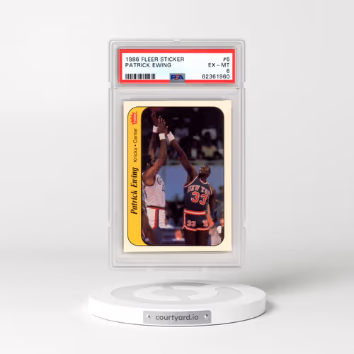 1986 Fleer Sticker #6 Patrick Ewing (PSA 6 EX-MT)