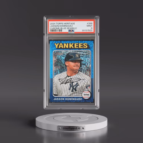 2024 Topps Heritage #399 Jasson Dominguez - Chrome-Blue Sparkle (PSA 9 MINT)