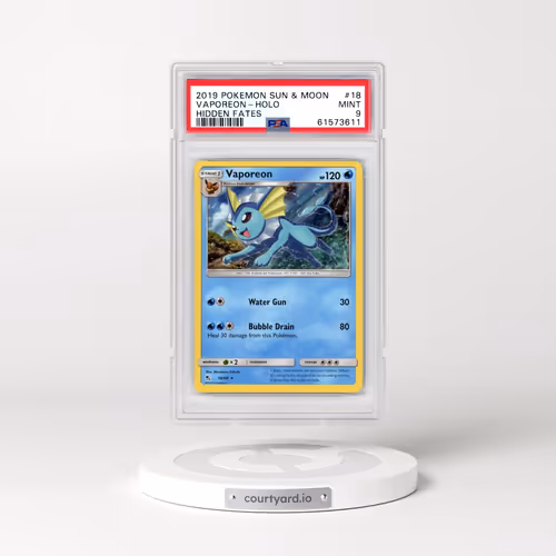 2019 Pokémon Sun & Moon Hidden Fates #18 Vaporeon - Holo (PSA 9 MINT)