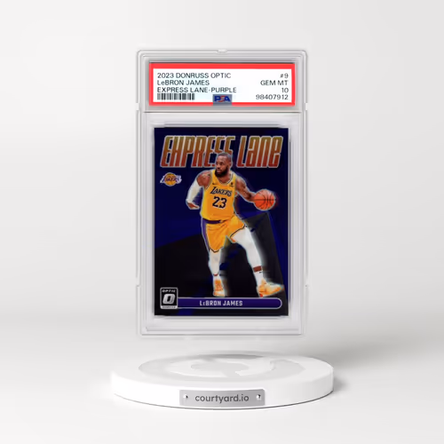 2023 Panini Donruss Optic Express Lane #9 LeBron James - Purple (PSA 10 GEM MINT)