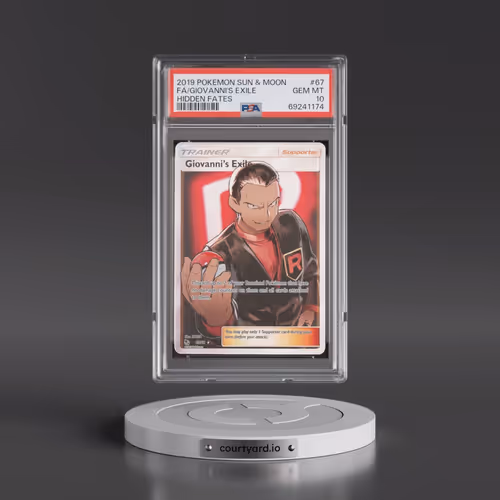 2019 Pokémon Sun & Moon Hidden Fates #67 Giovanni's Exile - Full Art (PSA 10 GEM MINT)